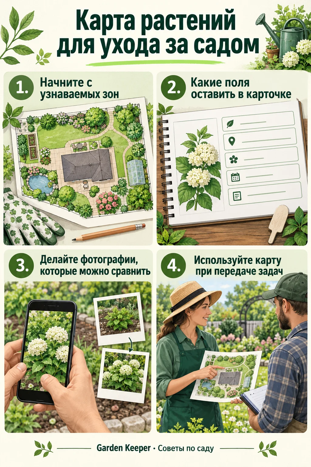 Памятка: Начните с узнаваемых зон. Какие поля оставить в карточке. Делайте фотографии, которые можно сравнить. Используйте карту при передаче задач.