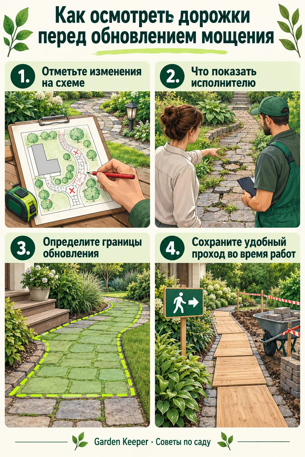 Памятка: Отметьте изменения на схеме. Что показать исполнителю. Определите границы обновления. Сохраните удобный проход во время работ.