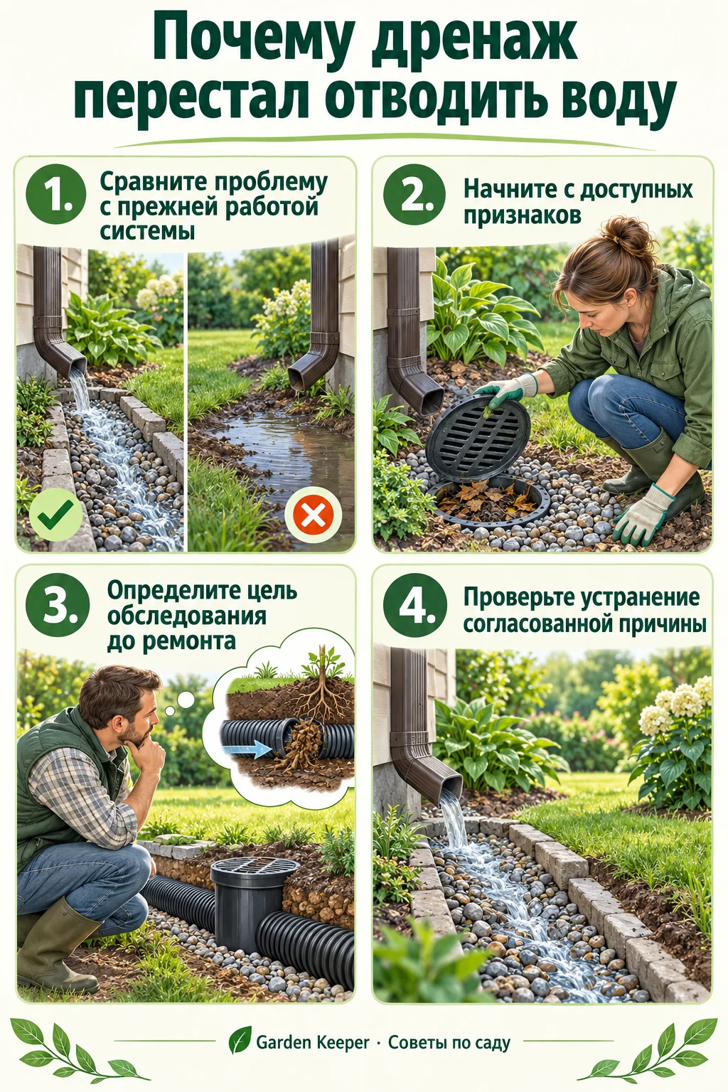 Памятка: Сравните проблему с прежней работой системы. Начните с доступных признаков. Определите цель обследования до ремонта. Проверьте устранение согласованной причины.