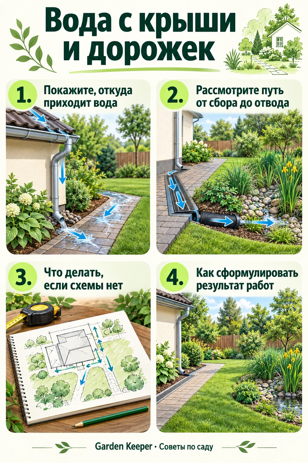 Памятка: Покажите, откуда приходит вода. Рассмотрите путь от сбора до отвода. Что делать, если схемы нет. Как сформулировать результат работ.