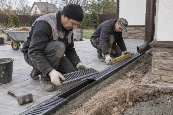 Ливневая канализация участка — работа специалистов на участке, визуальная концепция